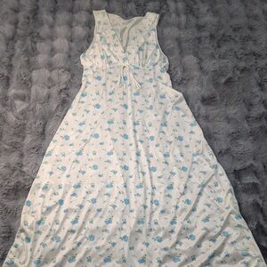 Floral Maxi Dress with Blue Accents